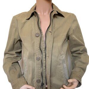 Abercrombie & Fitch Wakely Jacket Mens Medium Khaki Tan Distressed Military